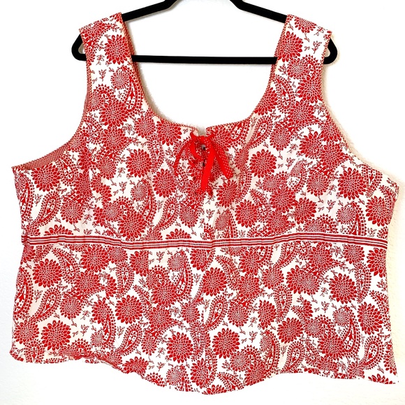 Avenue Tank Top 4X (30/32) Red Paisley Floral Coquette Feminine Preppy Cropped - Picture 1 of 11